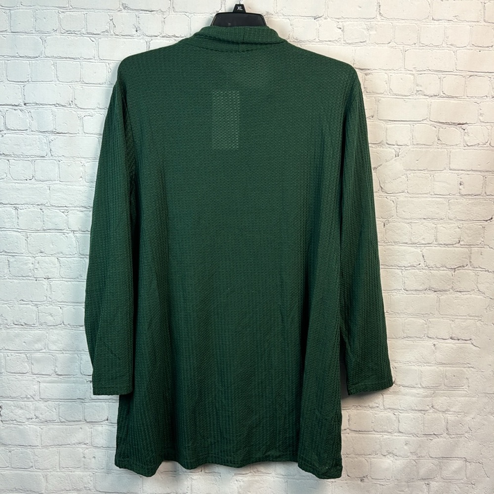 BloomChic Stylish Green Asymmetrical Waffle Knit Long Sleeve Top Plus Size 2X - Picture 7 of 7